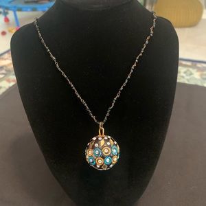 Vintage Micro mosaic globe pendant with beaded necklace